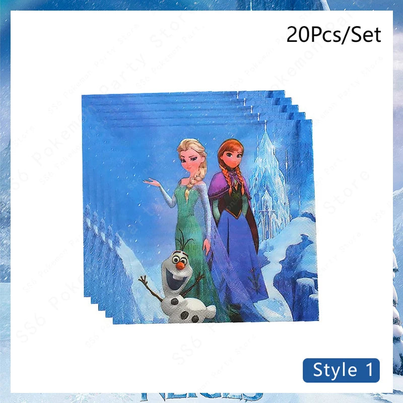 Disney Frozen Elsa Anna Olaf Birthday Party Decorations Supplies Kit for Girls Including Disposable Tableware Paper Cups Plates