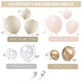 144pcs Pink Beige Balloon Wreath Arch Kit, pastel Pink Beige Nude White Champagne Gold balloon wreath Kit,
