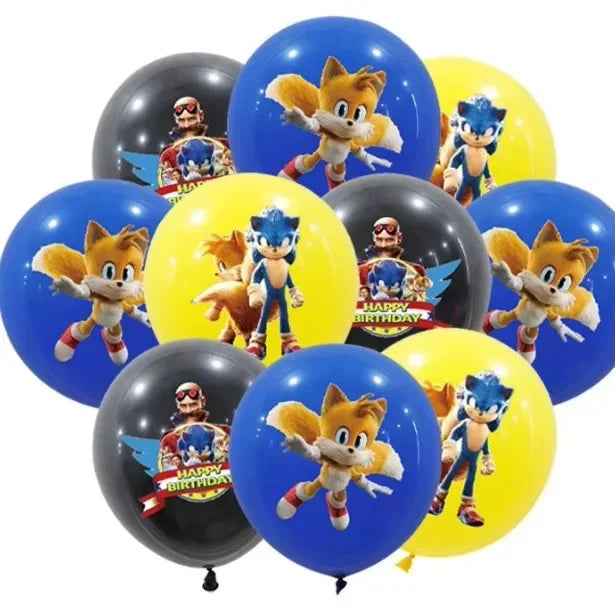 Anime Character Cartoon Hedgehog Tablecloth Banners Plates Tableware Set Sonic Birthday Party Decorations and Bath Toys Gift