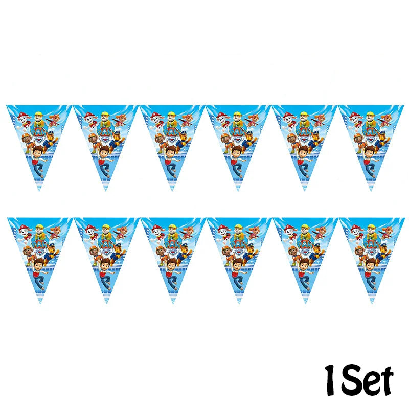 Paw Patrol Series Birthday Party Banquet Supplies Paper Plate Tablecloth Flag Knife Fork Spoon Banner Set Kids Birthday Party