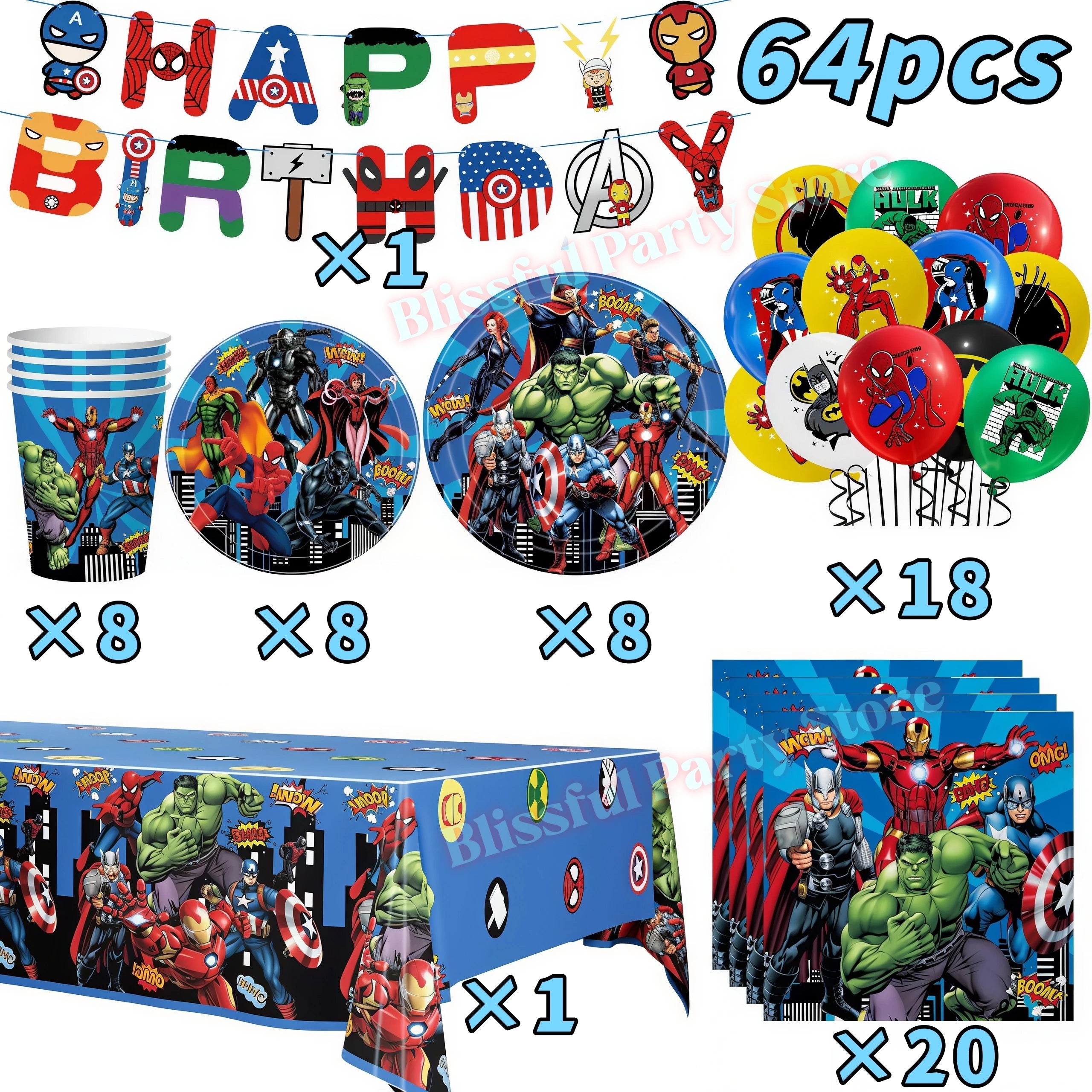 Avengers Birthday Party Decoration Superhero Balloon Tableware Kit Cup Plate Tablecloth Boy Favor Gift Baby Shower Event Supplie