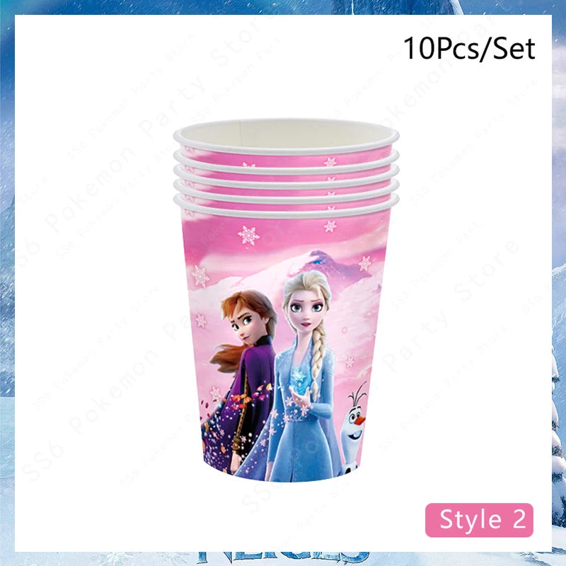 Disney Frozen Elsa Anna Olaf Birthday Party Decorations Supplies Kit for Girls Including Disposable Tableware Paper Cups Plates
