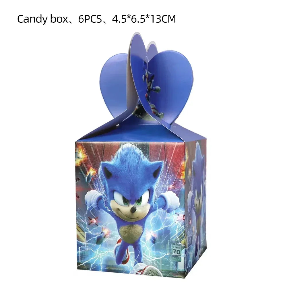 Anime Character Cartoon Hedgehog Tablecloth Banners Plates Tableware Set Sonic Birthday Party Decorations and Bath Toys Gift